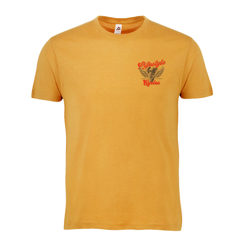 LIFESTYLE CYCLES Motor Wings Mens Shirt - Mustard Yellow