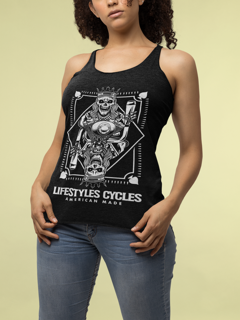 LIFESTYLE CYCLE Womens Playing Card Racer Tank
