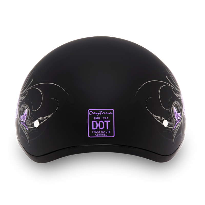 DOT Approved Daytona Motorcycle Half Face Helmet - Skull Cap Graphics for Men & Women, Scooters, ATVs, UTVs & Choppers - W/ Wild At Heart