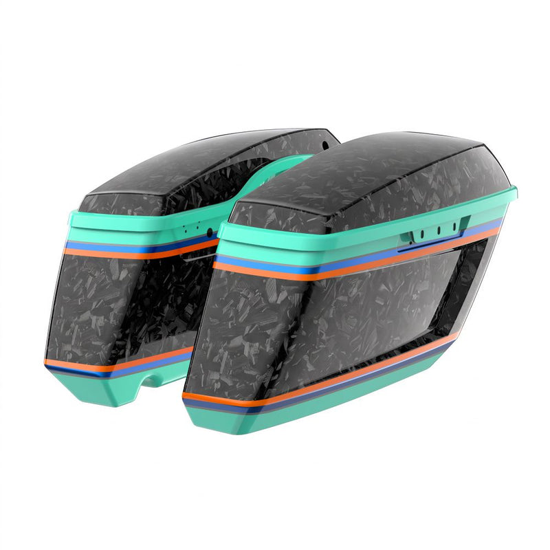 Advanblack Daybrake Carbon Fiber Holeshot Chopped Saddlebags Bottoms & Lids For '14Up Harley Touring