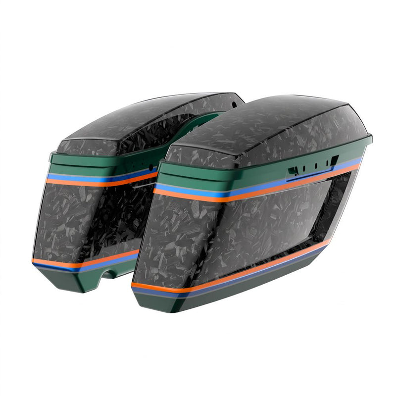 Advanblack Daybrake Carbon Fiber Holeshot Chopped Saddlebags Bottoms & Lids For '14Up Harley Touring