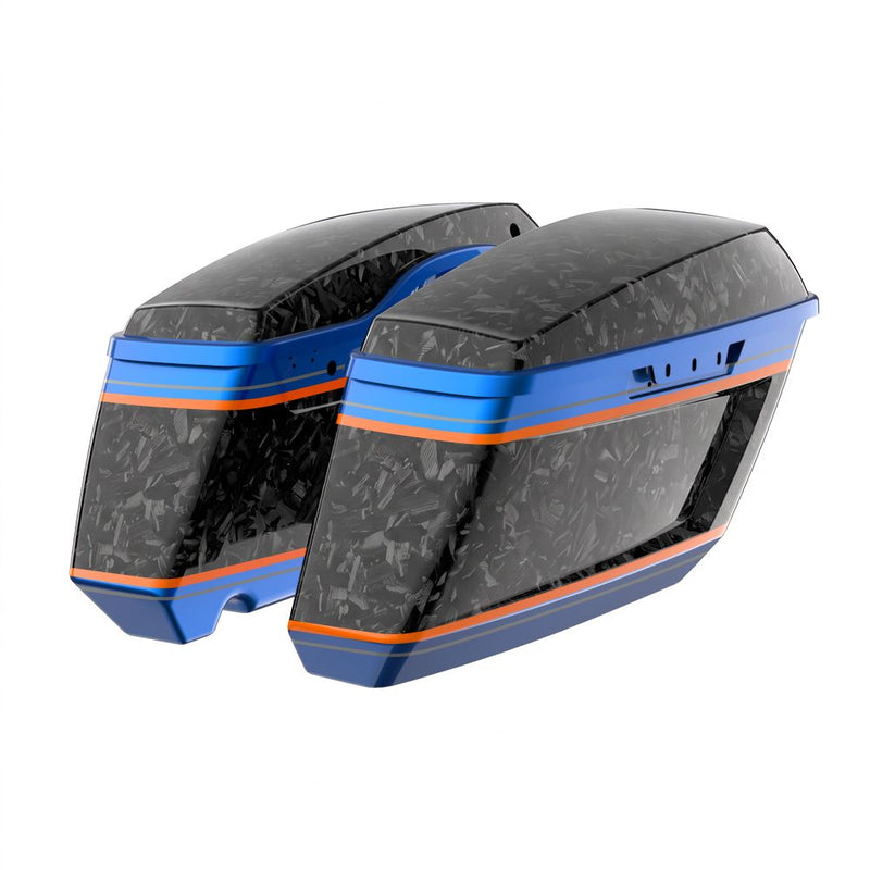 Advanblack Daybrake Carbon Fiber Holeshot Chopped Saddlebags Bottoms & Lids For '14Up Harley Touring