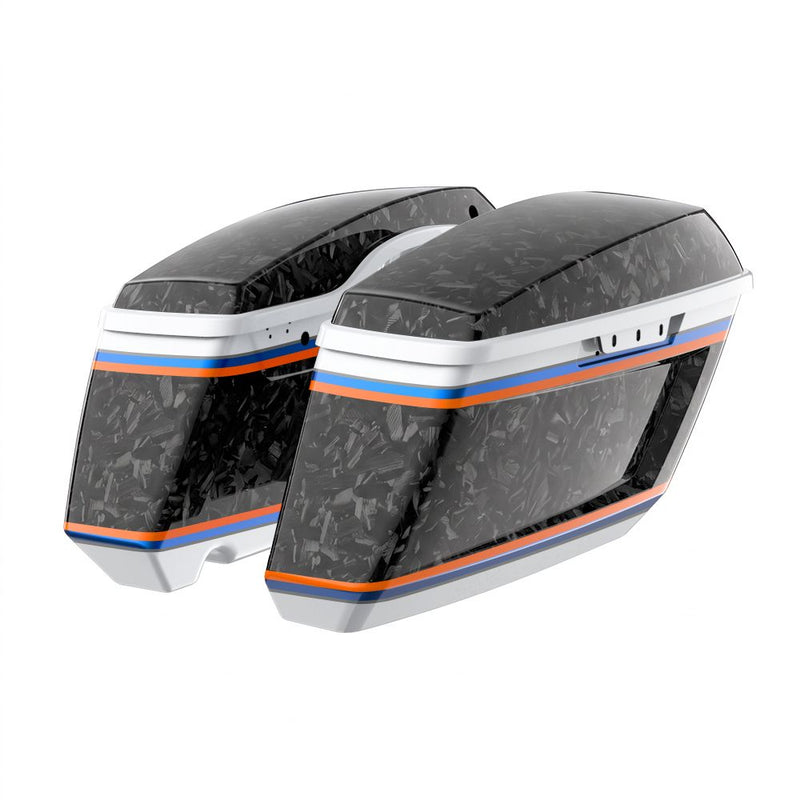 Advanblack Daybrake Carbon Fiber Holeshot Chopped Saddlebags Bottoms & Lids For '14Up Harley Touring