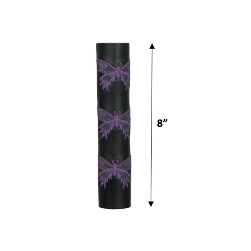 Black Leather Ponytail Wrap purple Butterflies
