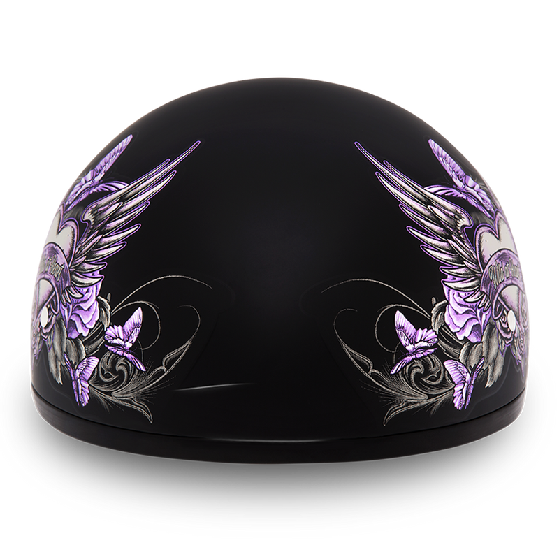 DOT Approved Daytona Motorcycle Half Face Helmet - Skull Cap Graphics for Men & Women, Scooters, ATVs, UTVs & Choppers - W/ Wild At Heart