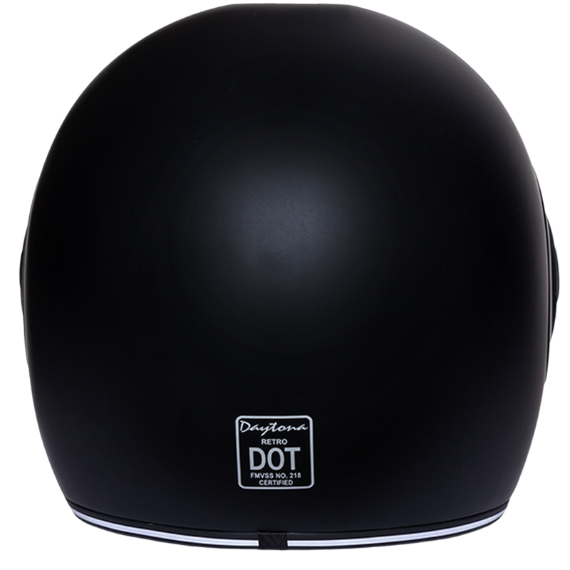 DOT Daytona Retro Full Face Motorcycle Helmet: Vintage Style for Men, Women, & Youth - Dull Black W/ Dull Black Accents