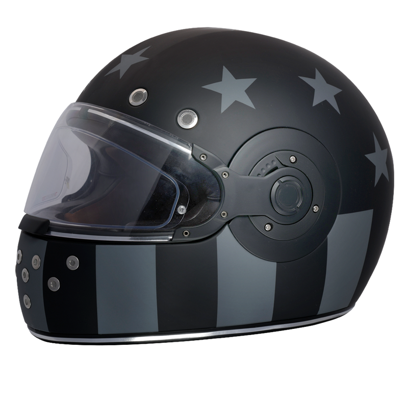 DOT Daytona Retro Full Face Motorcycle Helmet: Vintage Style for Men, Women, & Youth - W/ Captain America Stealth