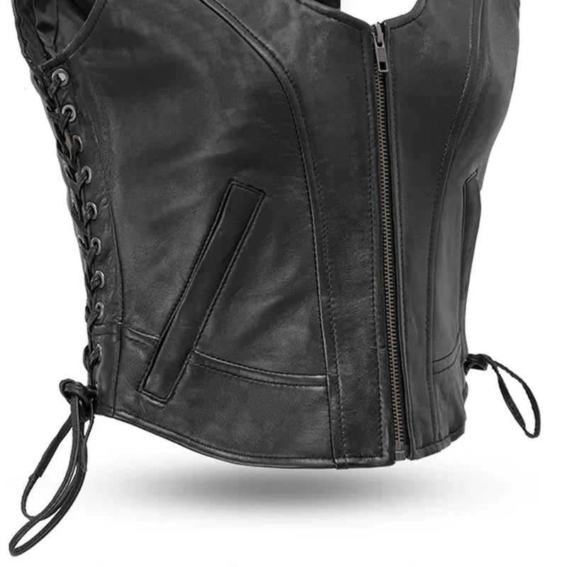 Raven Women's Motorcycle Leather Vest