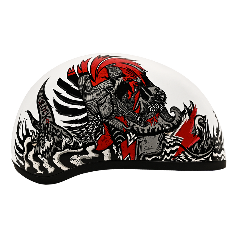 DOT Approved Daytona Motorcycle Half Face Helmet - Skull Cap Graphics for Men & Women, Scooters, ATVs, UTVs & Choppers - W/ Rockin' Reaper